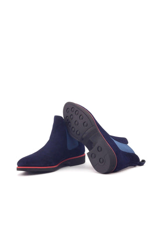 Ambrogio Navy Goat-Skin Suede Chelsea Boots (AMB1019)-AmbrogioShoes