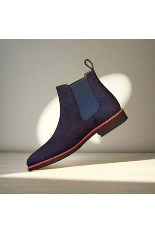 Ambrogio Navy Goat-Skin Suede Chelsea Boots (AMB1019)-AmbrogioShoes