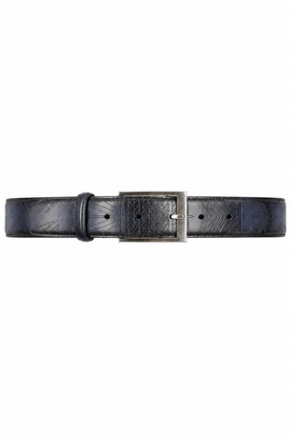 Ambrogio Ocean Blue Patina Leather Hampton Men's Belt (AMBB1042)-AmbrogioShoes