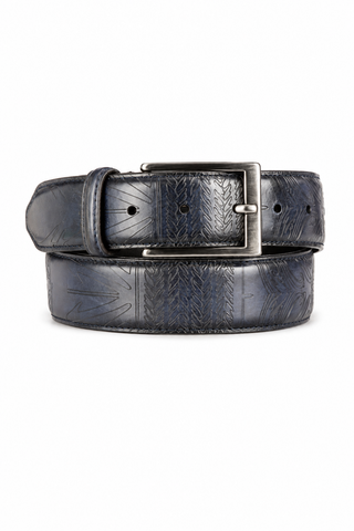 Ambrogio Ocean Blue Patina Leather Hampton Men's Belt (AMBB1042)-AmbrogioShoes