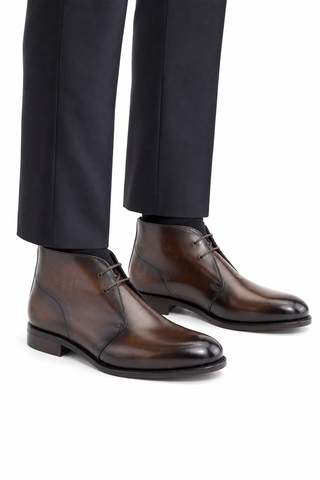 Ambrogio Patina Leather Chukka Boots-AmbrogioShoes