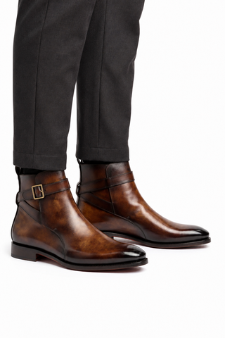 Ambrogio Patina Leather Jodhpur Boots-AmbrogioShoes