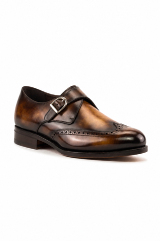 Ambrogio Patina Leather Monk Strap-AmbrogioShoes