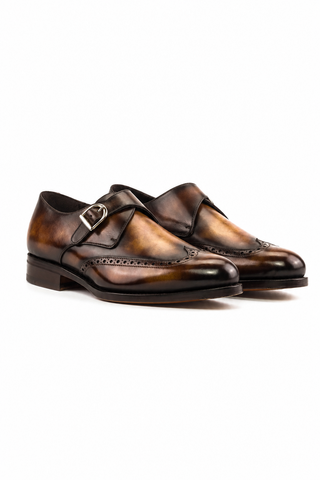 Ambrogio Patina Leather Monk Strap-AmbrogioShoes