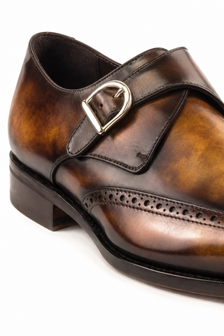Ambrogio Patina Leather Monk Strap-AmbrogioShoes