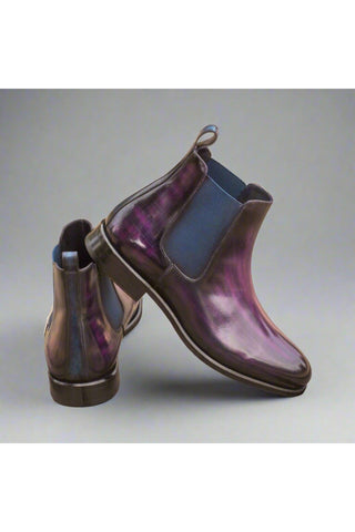 Ambrogio Purple Crust Patina Leather Chelsea Boots (AMB1035)