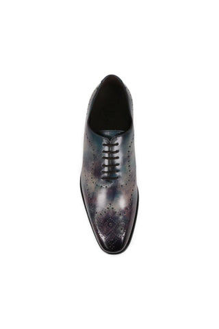 Ambrogio Purple & Teal Cygnus Cezzane Patina Leather Wholecut Oxfords (AMB1645)-AmbrogioShoes