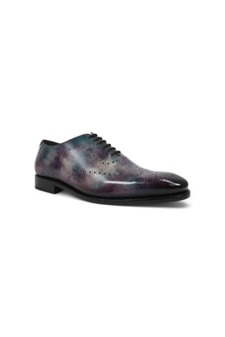 Ambrogio Purple & Teal Cygnus Cezzane Patina Leather Wholecut Oxfords (AMB1645)