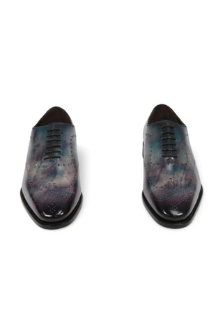 Ambrogio Purple & Teal Cygnus Cezzane Patina Leather Wholecut Oxfords (AMB1645)