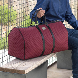 Ambrogio Red Quilted Fabric Duffle Bags (AMBH1033)-AmbrogioShoes
