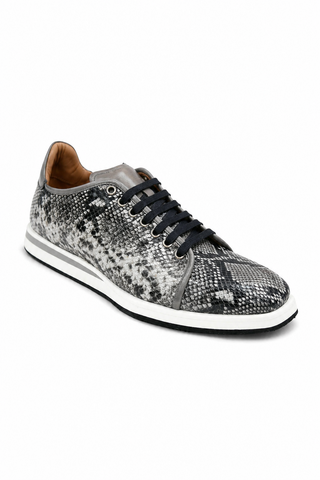 Ambrogio Snake-Embossed Calf-Skin Leather Sneakers (AMZ1008)-AmbrogioShoes