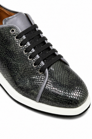 Ambrogio Snake-Embossed Calf-Skin Leather Sneakers (AMZ1008)-AmbrogioShoes