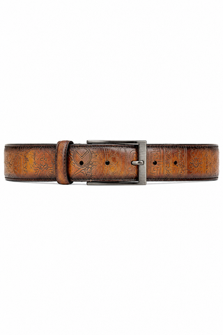 Ambrogio Spartan Fire Patina Leather Hampton Men's Belt (AMBB1044)-AmbrogioShoes