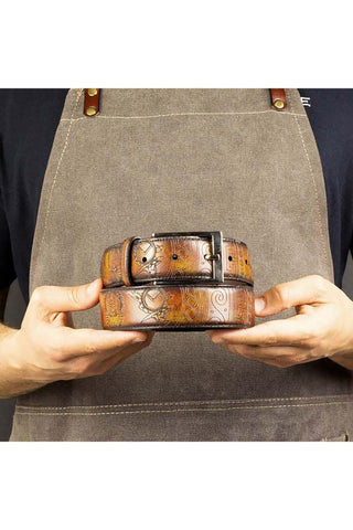 Ambrogio Spartan Fire Patina Leather Hampton Men's Belt (AMBB1044)-AmbrogioShoes
