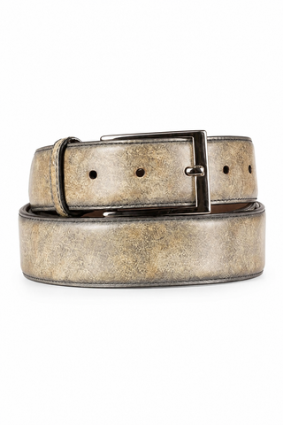 Ambrogio Stone Taupe Patina Leather Hampton Men's Belt (AMBB1051)-AmbrogioShoes