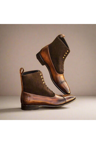 Ambrogio Suede & Leather Balmoral Boots-AmbrogioShoes