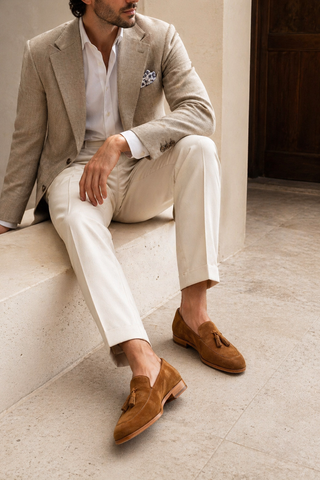 Ambrogio Suede Tassels Loafers (AMZ1002)-AmbrogioShoes