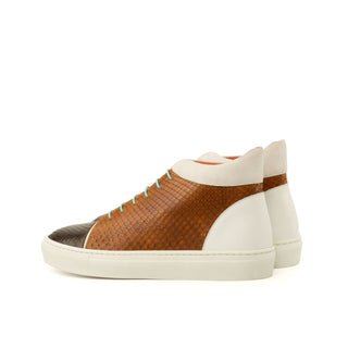 Ambrogio Three Tone Snake-Skin / Suede / Leather Casual High-Top Sneakers (AMB1340)