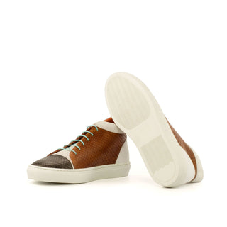 Ambrogio Three Tone Snake-Skin / Suede / Leather Casual High-Top Sneakers (AMB1340)