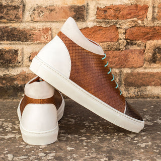 Ambrogio Three Tone Snake-Skin / Suede / Leather Casual High-Top Sneakers (AMB1340)