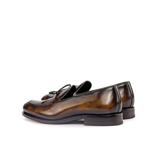 Ambrogio Tobacco Brown Patina Leather Loafers (AMB1557)-AmbrogioShoes