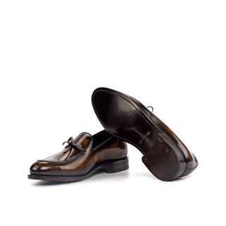 Ambrogio Tobacco Brown Patina Leather Loafers (AMB1557)-AmbrogioShoes