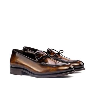 Ambrogio Tobacco Brown Patina Leather Loafers (AMB1557)-AmbrogioShoes