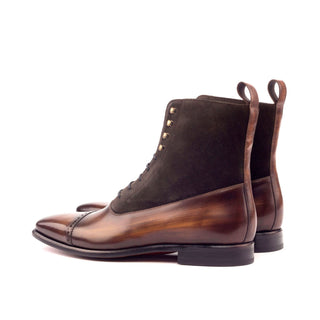 Ambrogio Two Tone Brown Suede / Patina Leather Balmoral Boots (AMB1471)-AmbrogioShoes