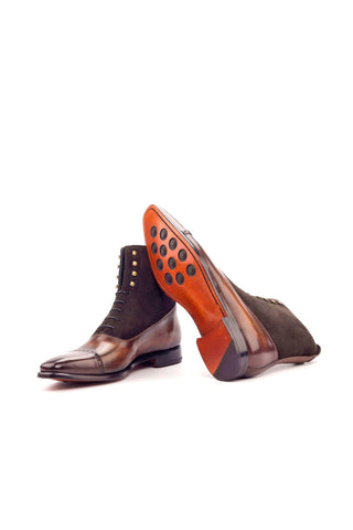 Ambrogio Two Tone Brown Suede / Patina Leather Balmoral Boots (AMB1471)-AmbrogioShoes