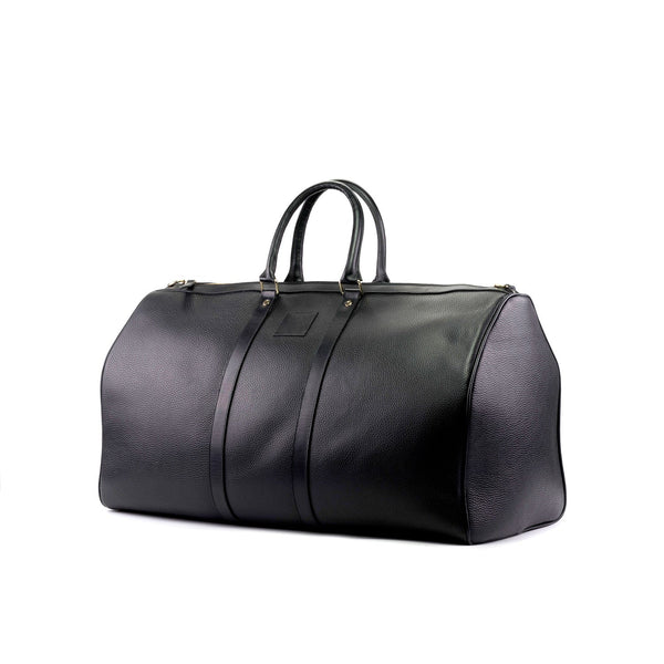 Ambrogio Unisex Black Full Grain Leather Duffle Bags (AMBH1029)-AmbrogioShoes