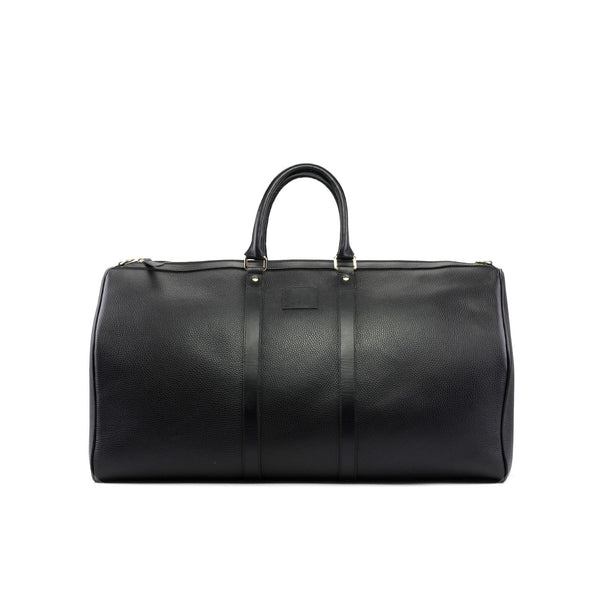 Ambrogio Unisex Black Full Grain Leather Duffle Bags (AMBH1029)-AmbrogioShoes