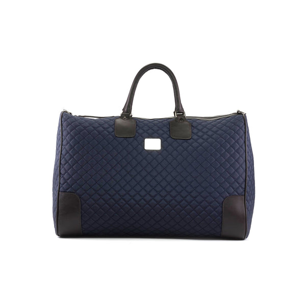 Ambrogio Unisex Blue Quilted Leather Weekender Bags (AMBH1032)-AmbrogioShoes