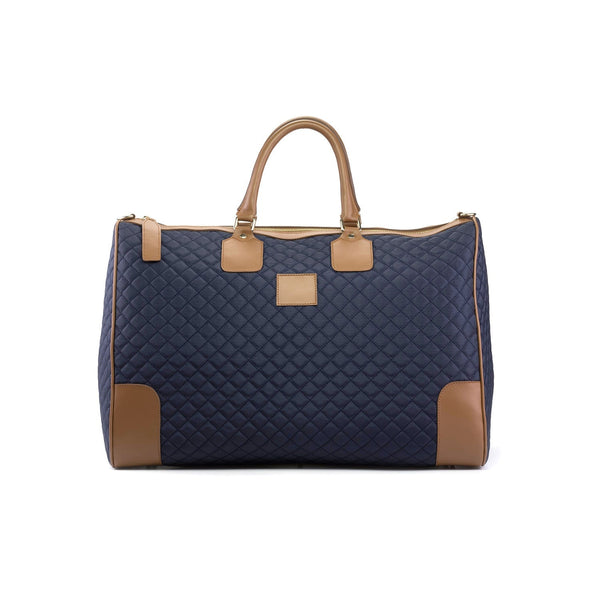 Ambrogio Unisex Brown & Blue Quilted Leather Weekender Bags (AMBH1030)-AmbrogioShoes