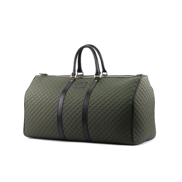 Ambrogio Unisex Green Quilted Fabric Duffle Bags (AMBH1034)-AmbrogioShoes