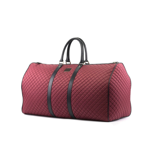 Ambrogio Unisex Red Quilted Fabric Duffle Bags (AMBH1033)-AmbrogioShoes