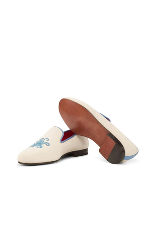 Ambrogio White & Blue Suede Wellington Loafers (AMB1319)