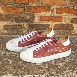 Ambrogio White & Red Patent / Calf-Skin Leather Sneakers (AMB1749)-AmbrogioShoes