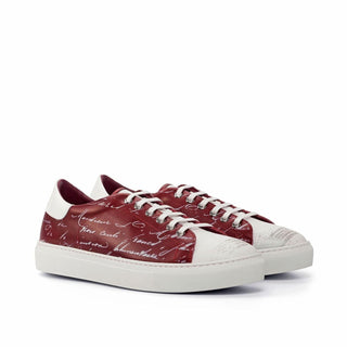 Ambrogio White & Red Patent / Calf-Skin Leather Sneakers (AMB1749)-AmbrogioShoes