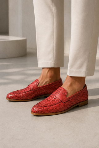 Ambrogio Woven Leather Penny Loafer-AmbrogioShoes