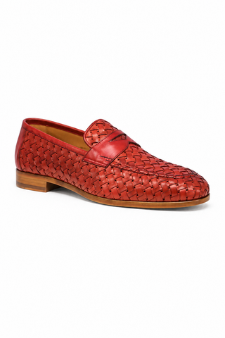 Ambrogio Woven Leather Penny Loafer-AmbrogioShoes