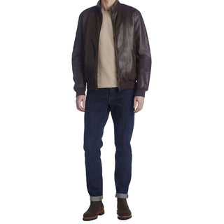 Aquatalia Matteo Calf-Skin Leather & Nylon Jacket-AmbrogioShoes