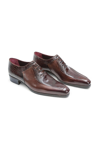 Artioli Alfredo Buffered Leather / Ostrich Leg Oxford (ART1097)-AmbrogioShoes