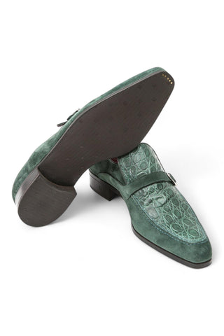 Artioli Bruno Exotic Crocodile / Suede Slip On Loafers (ART1006)-AmbrogioShoes