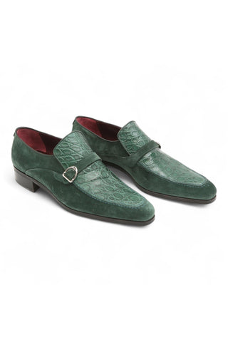Artioli Bruno Exotic Crocodile / Suede Slip On Loafers (ART1006)-AmbrogioShoes
