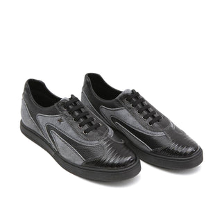 Artioli David Men's Shoes Lizard Printed Suede / Calf-Skin Leather Sneaker (ART1157)-AmbrogioShoes