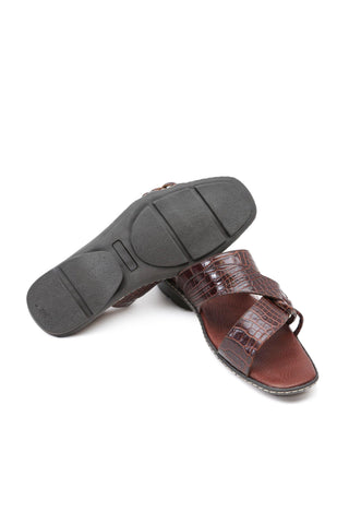 Artioli Elba Crocodile Embossed Leather Slip-On Sandal (ART1143)-AmbrogioShoes