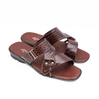 Artioli Elba Crocodile Print Leather Slip-On Sandal (ART1143)-AmbrogioShoes