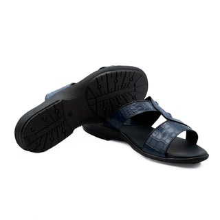 Artioli Gela Exotic Crocodile Skin / Suede Slip-On Sandal (ART1173)-AmbrogioShoes