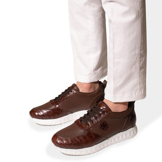 Artioli Jose Men's Shoes Crocodile Skin & Calf-Skin Leather Sneaker (ART1177)-AmbrogioShoes