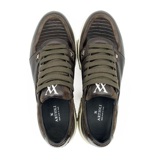 Artioli Lebron Men's Shoes Lizard / Suede / Calf-Skin Leather Casual Sneaker (ART1116)-AmbrogioShoes